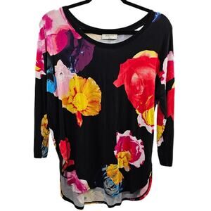 Aritiza Shirt Womens Size Small Babaton Top Floral Watercolor Spandex Stretch
